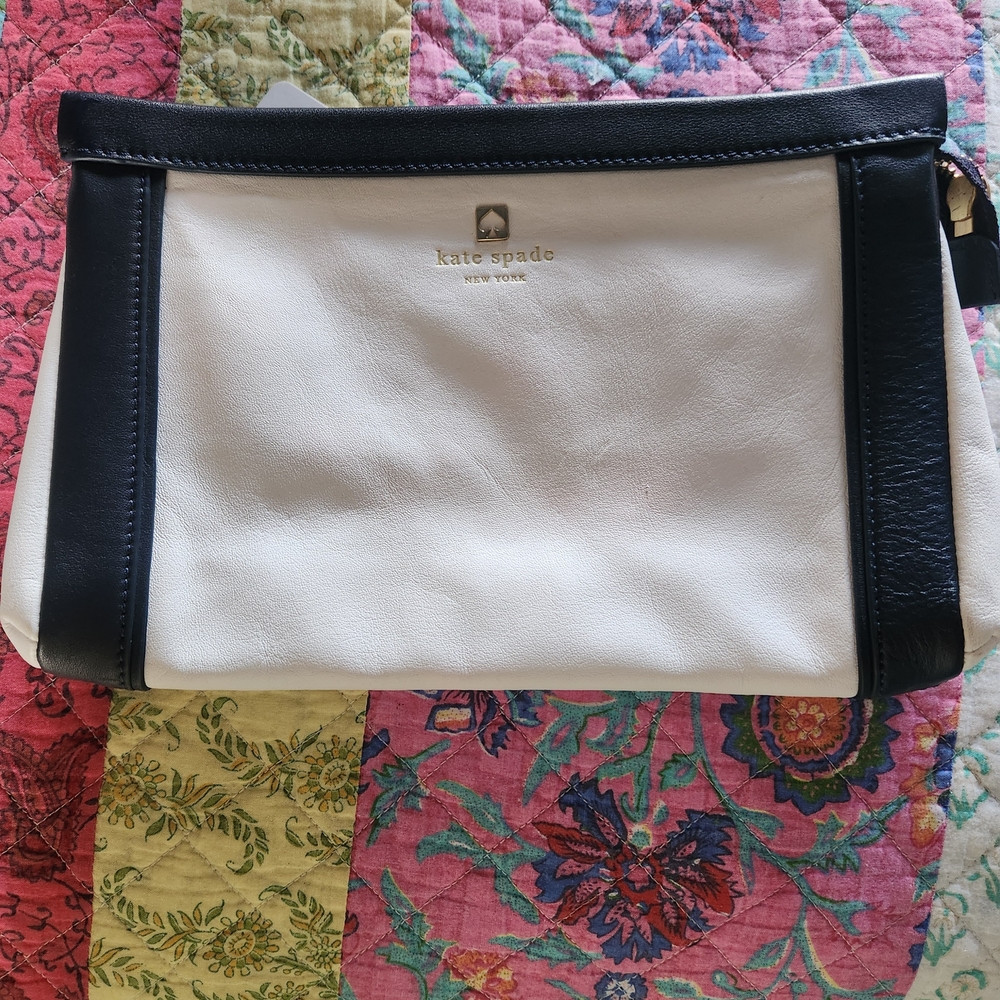 Kate Spade White and Black Leather Clutch